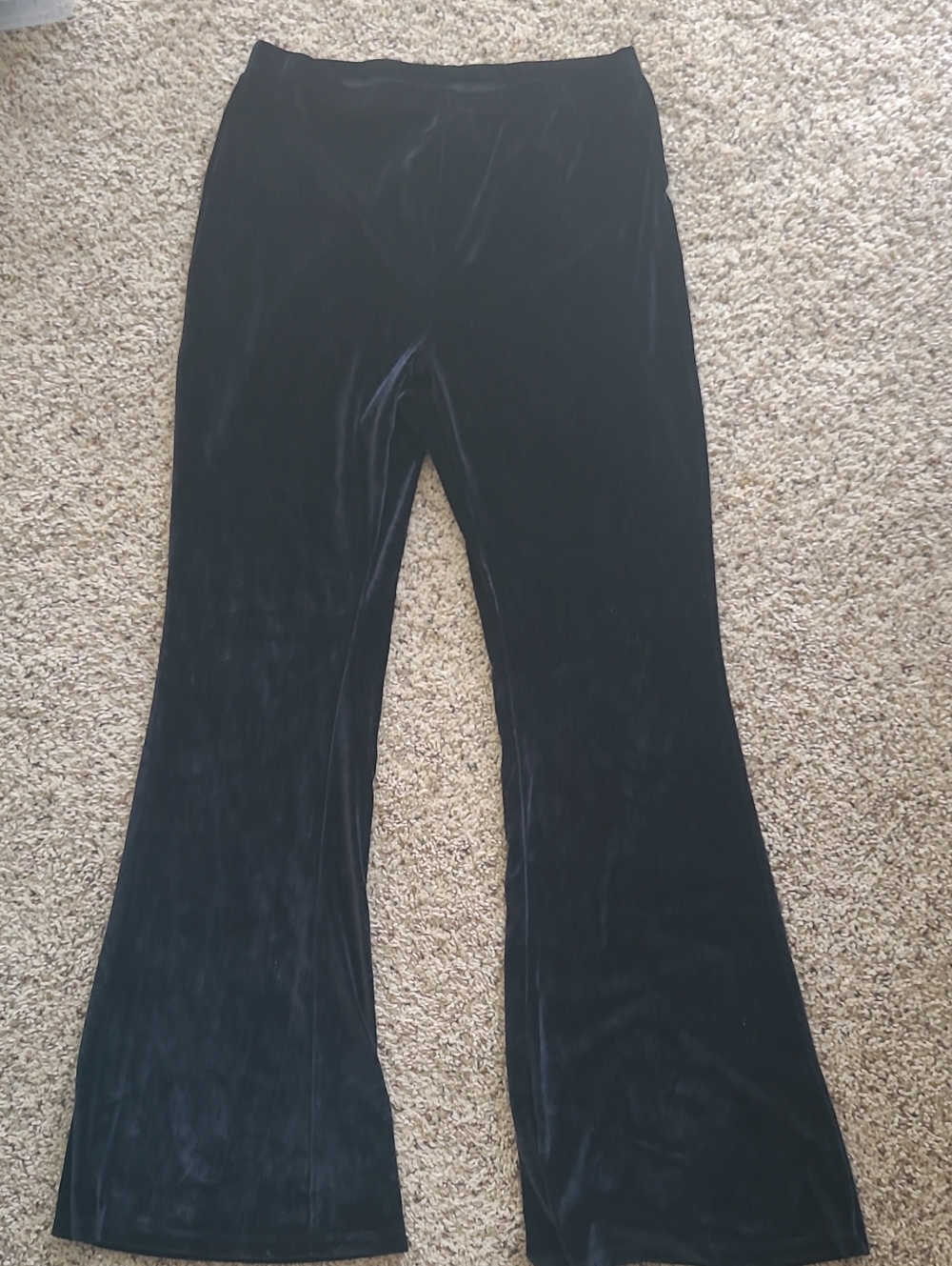 SHEIN Black Velvet Flare Trousers